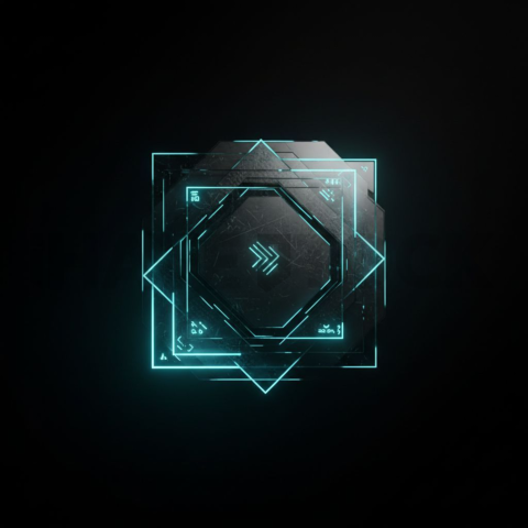 Abstract Floating UI Plate Cyan Glow 2025 – 8K Minimal Black UI Mockup