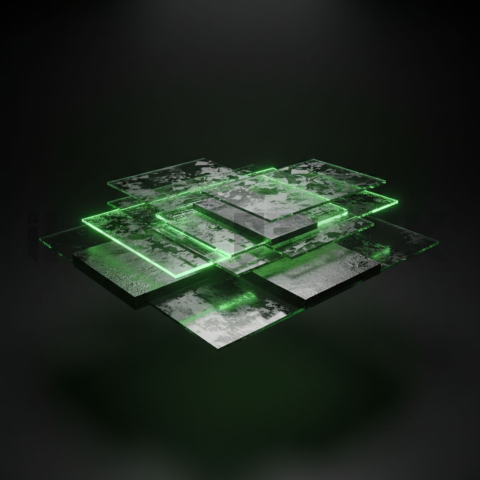 Abstract Floating UI Plate Green Neon Glow 2025 – 8K Minimal Black UI Mockup