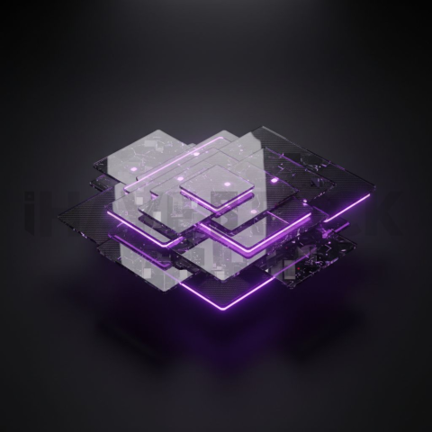Abstract Floating UI Plate Purple Glow 2025 – 8K Minimal Black UI Mockup