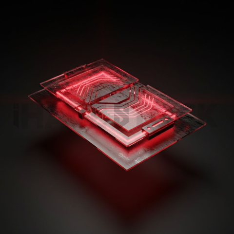 Abstract Floating UI Plate Red Glow 2025 – 8K Minimal Black UI Mockup