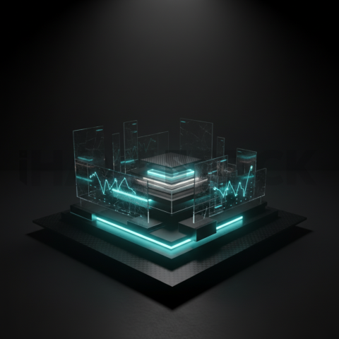 Advanced Data Graph UI Render Cyan Glow 2025 – 8K Minimal Black UI Mockup