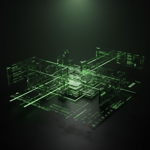 Advanced Data Graph UI Render Green Neon Glow 2025 – 8K Minimal Black UI Mockup