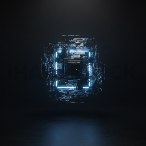 AI Core Holographic Element Blue Electric Glow 2025 – 8K Minimal Black UI Mockup