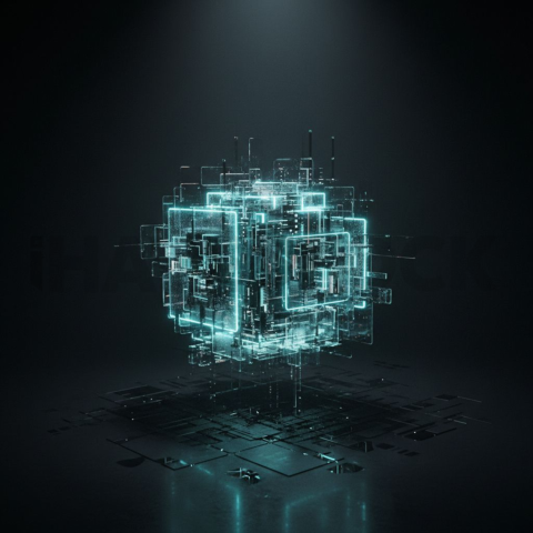 AI Core Holographic Element Cyan Glow 2025 – 8K Minimal Black UI Mockup