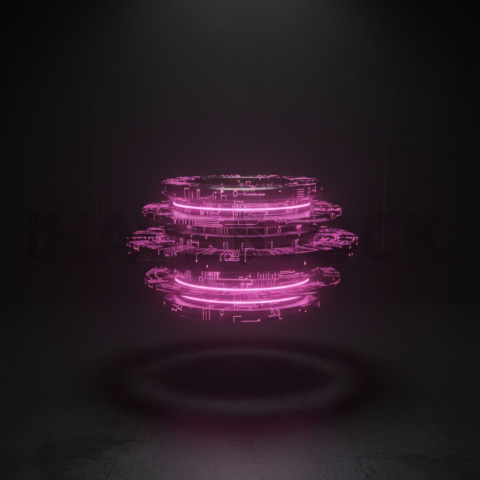 AI Core Holographic Element Magenta Glow 2025 – 8K Minimal Black UI Mockup