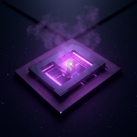 AI Core Holographic Element Purple Glow 2025 – 8K Minimal Black UI Mockup