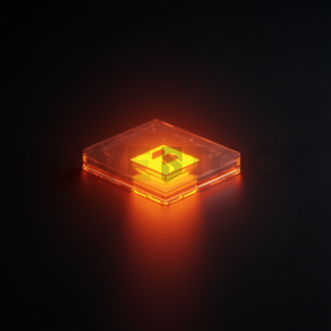 AI Core Holographic Element Orange Fire Glow 2025 – 8K Minimal Black UI Mockup