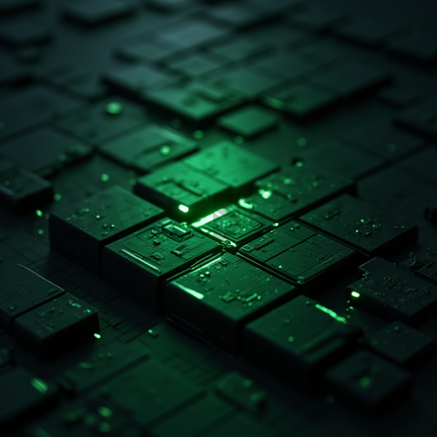 Cyberpunk Terminal Interface Block Green Neon Glow 2025 – 8K Minimal Black UI Mockup