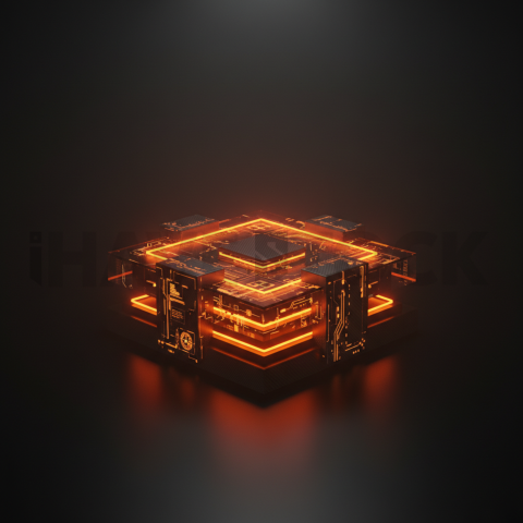 Cyberpunk Terminal Interface Block Orange Fire Glow 2025 – 8K Minimal Black UI Mockup