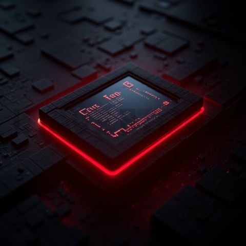 Cyberpunk Terminal Interface Block Red Glow 2025 – 8K Minimal Black UI Mockup