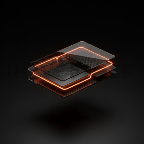 Dark Floating Dashboard Widget Orange Fire Glow 2025 – 8K Minimal Black UI Mockup