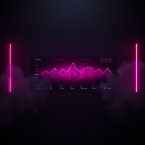 Dark Floating Dashboard Widget Magenta Glow 2025 – 8K Minimal Black UI Mockup