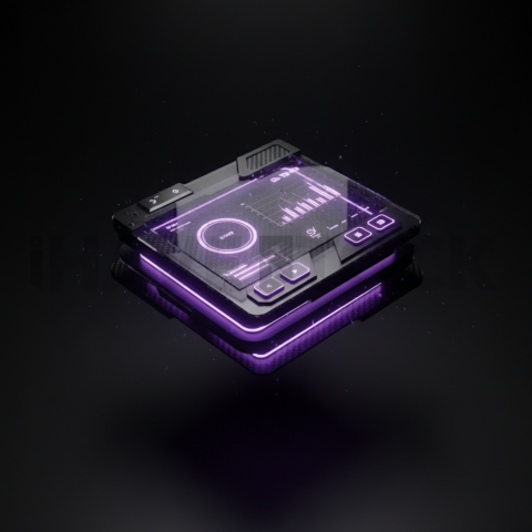 Dark Floating Dashboard Widget Purple Glow 2025 – 8K Minimal Black UI Mockup