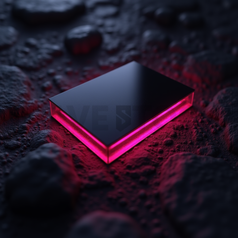 Dark Neumorphic Card Layout Magenta Glow 2025 – 8K Minimal Black UI Mockup