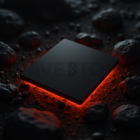 Dark Neumorphic Card Layout Orange Fire Glow 2025 – 8K Minimal Black UI Mockup