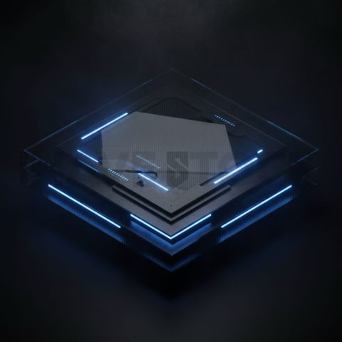 Dark Tech Panel Overlay Blue Electric Glow 2025 – 8K Minimal Black UI Mockup