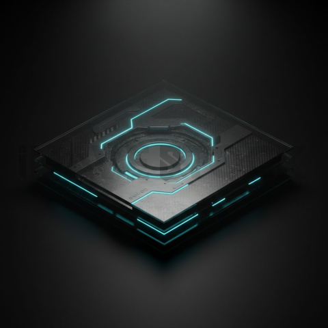 Dark Tech Panel Overlay Cyan Glow 2025 – 8K Minimal Black UI Mockup