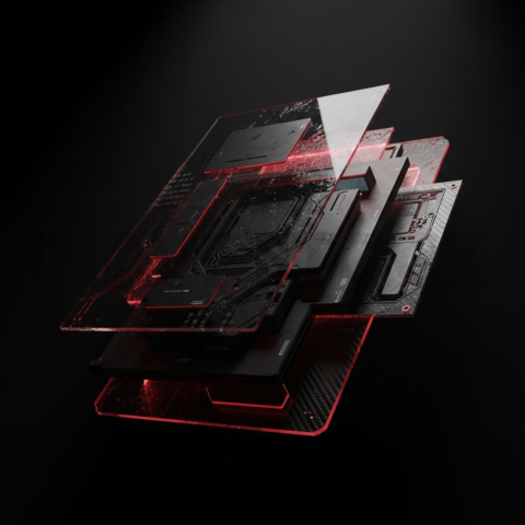 Dark Tech Panel Overlay Red Glow 2025 – 8K Minimal Black UI Mockup