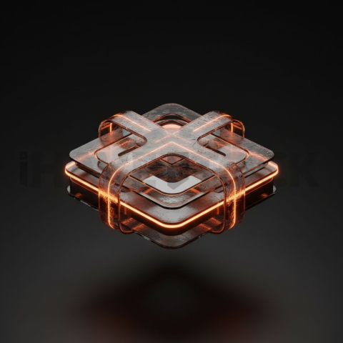 Floating Abstract UI Container Orange Fire Glow 2025 – 8K Minimal Black UI Mockup