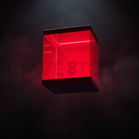 Floating Abstract UI Container Red Glow 2025 – 8K Minimal Black UI Mockup