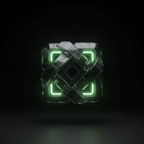 Futuristic Shader Based Icon Green Neon Glow 2025 – 8K Minimal Black UI Mockup