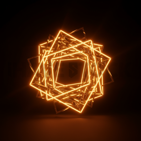 Geometric Minimal Neon Shape Amber Glow 2025 – 8K Minimal Black UI Mockup