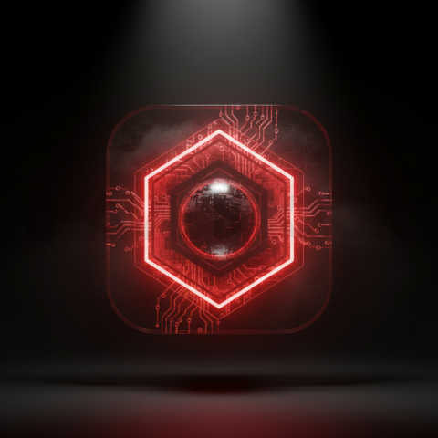 Futuristic Shader Based Icon Red Glow 2025 – 8K Minimal Black UI Mockup