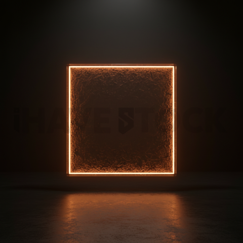 Glass Panel with Neon Frame Amber Glow 2025 – 8K Minimal Black UI Mockup