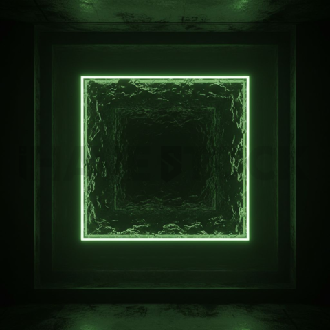 Glass Panel with Neon Frame Green Neon Glow 2025 – 8K Minimal Black UI Mockup