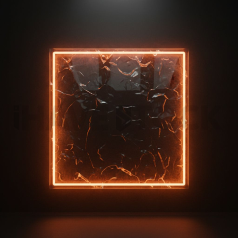 Glass Panel with Neon Frame Orange Fire Glow 2025 – 8K Minimal Black UI Mockup