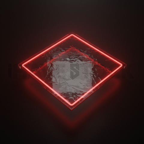 Glass Panel with Neon Frame Red Glow 2025 – 8K Minimal Black UI Mockup