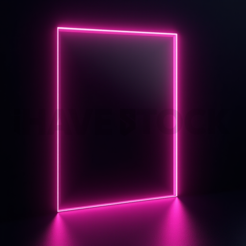 Glass Panel with Neon Frame Magenta Glow 2025 – 8K Minimal Black UI Mockup