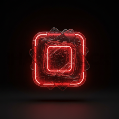 Futuristic Shader Based Icon Red Glow 2025 – 8K Minimal Black UI Mockup