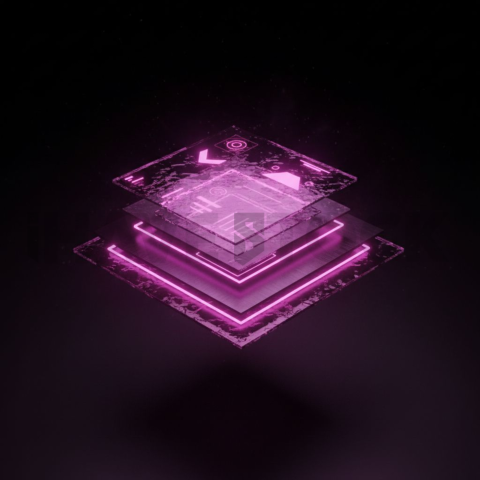 Abstract Floating UI Plate Magenta Glow 2025 – 8K Minimal Black UI Mockup