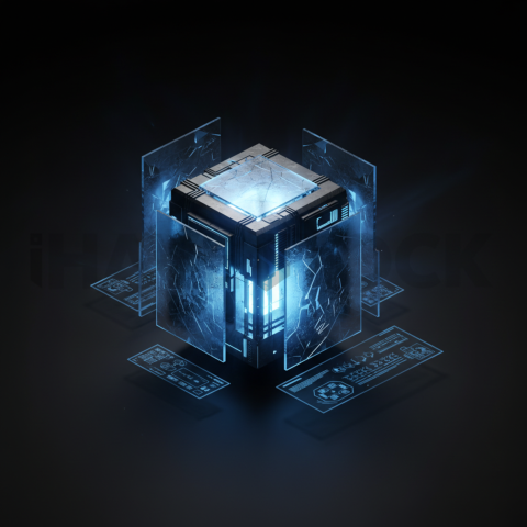 Cyberpunk Terminal Interface Block Blue Electric Glow 2025 – 8K Minimal Black UI Mockup