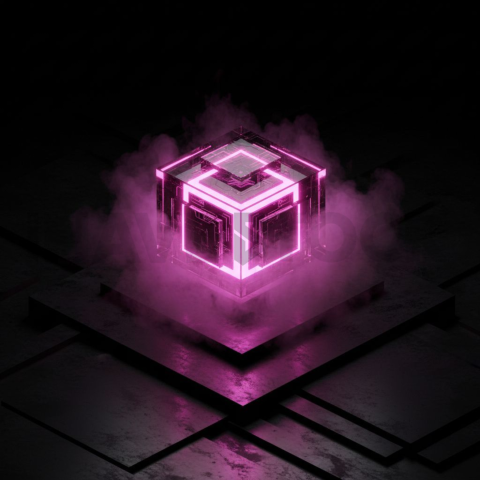 AI Core Holographic Element Magenta Glow 2025 – 8K Minimal Black UI Mockup