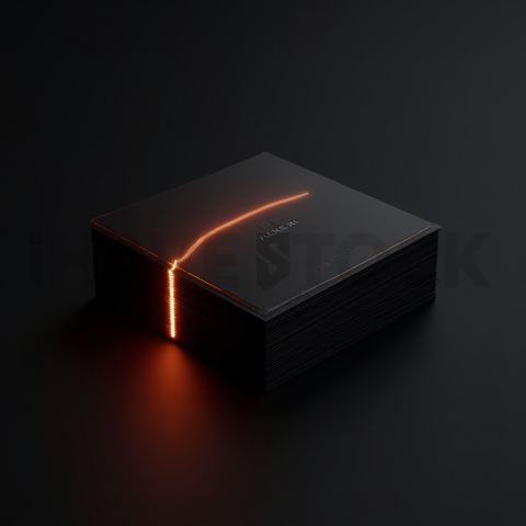 Dark Layered Card Stack Orange Fire Glow 2025 – 8K Minimal Black UI Mockup