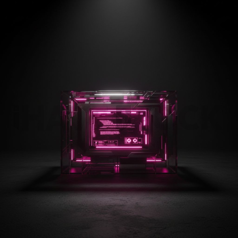 Cyberpunk Terminal Interface Block Magenta Glow 2025 – 8K Minimal Black UI Mockup