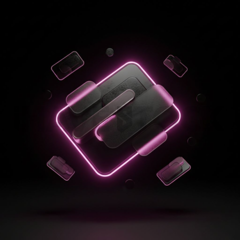 Dark Neumorphic Card Layout Magenta Glow 2025 – 8K Minimal Black UI Mockup