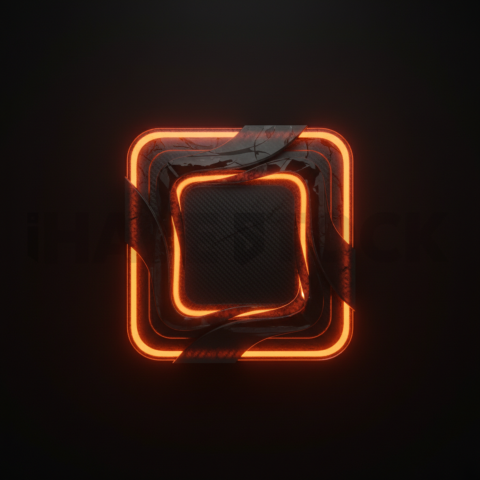 Dark Neumorphic Card Layout Orange Fire Glow 2025 – 8K Minimal Black UI Mockup