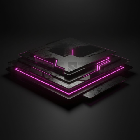 Dark Tech Panel Overlay Magenta Glow 2025 – 8K Minimal Black UI Mockup