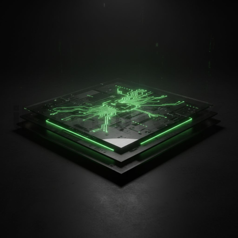 Dark Tech Panel Overlay Green Neon Glow 2025 – 8K Minimal Black UI Mockup