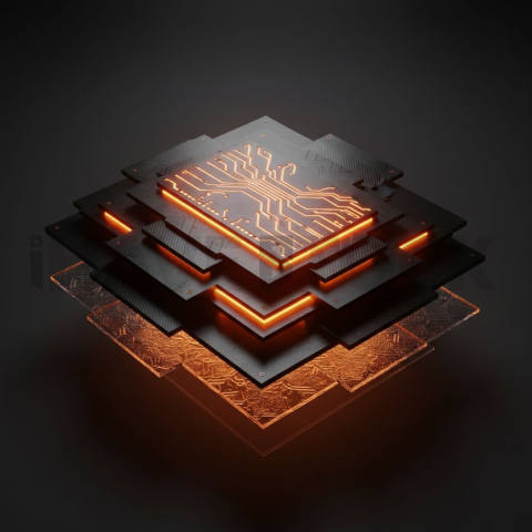 Dark Tech Panel Overlay Orange Fire Glow 2025 – 8K Minimal Black UI Mockup