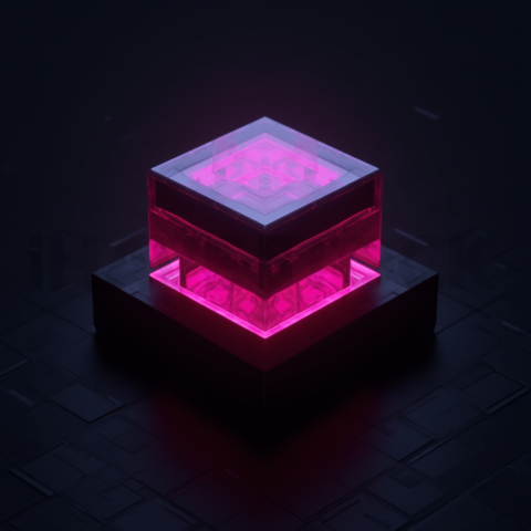 Floating Abstract UI Container Magenta Glow 2025 – 8K Minimal Black UI Mockup