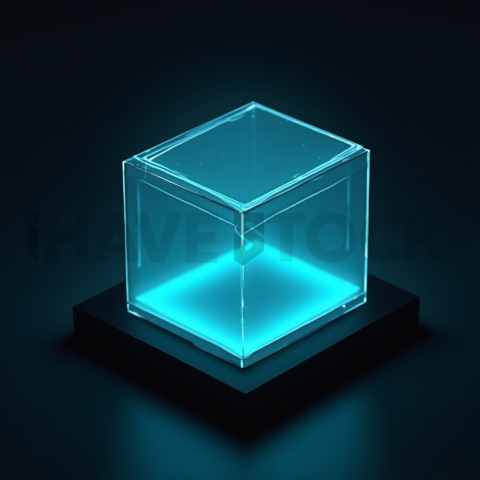 Floating Abstract UI Container Cyan Glow 2025 – 8K Minimal Black UI Mockup