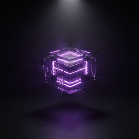Floating Abstract UI Container Purple Glow 2025 – 8K Minimal Black UI Mockup