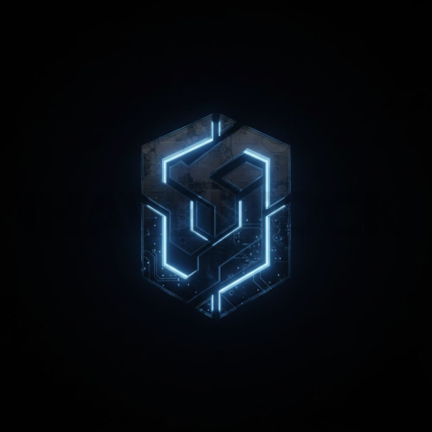 Futuristic Shader Based Icon Blue Electric Glow 2025 – 8K Minimal Black UI Mockup