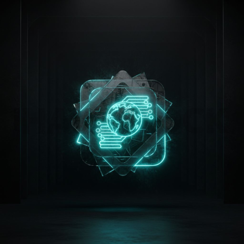 Futuristic Shader Based Icon Cyan Glow 2025 – 8K Minimal Black UI Mockup