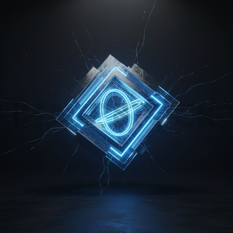 Geometric Minimal Neon Shape Blue Electric Glow 2025 – 8K Minimal Black UI Mockup