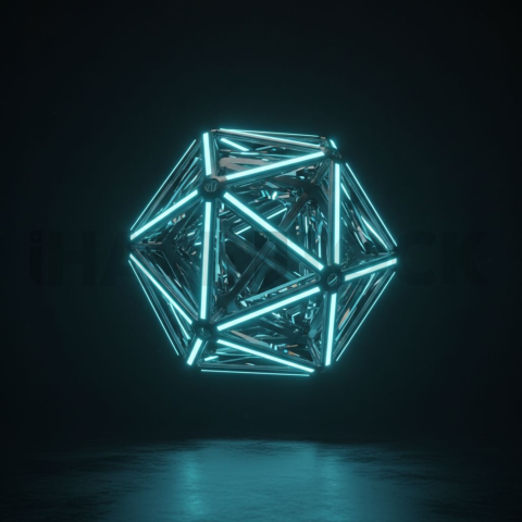 Geometric Minimal Neon Shape Cyan Glow 2025 – 8K Minimal Black UI Mockup